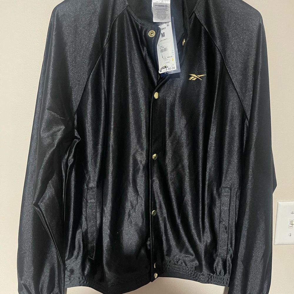 Reebok Men's Shiny Black Bomber Jacket